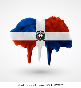 Flag of Dominican Republic Blot with paint streaks with the national colors. Independence Day. Banner Pennon Pennant Background Stock Vector Icon Image Picture Illustration Printed material Logo 