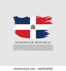 Flag of Dominican Republic brush stroke effect and information text poster, Vector Template desgin