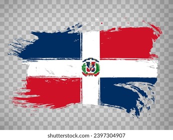 Flag Dominican Republic, brush stroke background.  Flag of Dominican Republic on transparent background your web site design, app, UI.  EPS10.