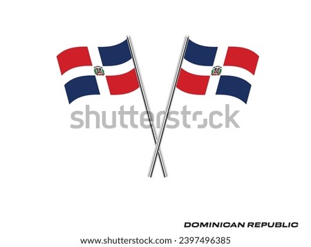 Flag of Dominican Republic, Dominican Republic cross flag design. Dominican Republic cross flag isolated on white background. Illustration of crossed Dominican Republic flags.