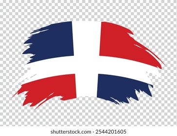 Flag of Dominican Republic with distressed paint stroke brush effect on isolated background