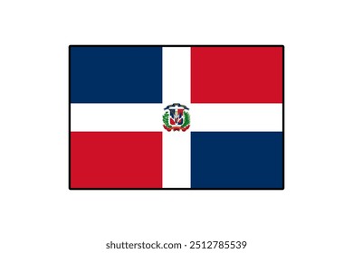 The flag of the Dominican Republic features a central white cross, blue and red fields, and the national coat of arms in the center. It symbolizes the country's heritage and pride.