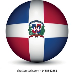 Flag of Dominican Republic in the form of a ball isolated on white background.