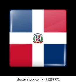 Flag of Dominican Republic. Glossy Icon Square Shape. This is File from the Collection Flags of North America