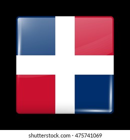 Flag of Dominican Republic. Glossy Icon Square Shape. This is File from the Collection Flags of North America