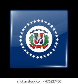 Flag of Dominican Republic. Glossy Icon Square Shape. This is File from the Collection Flags of North America
