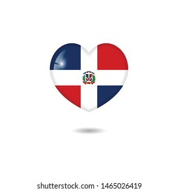 Flag of Dominican Republic heart 3d, vector template design