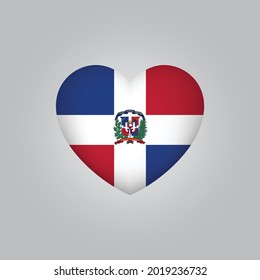 Flag of Dominican Republic in heart. Dominican Republic flag vector. Love Dominican Republic symbol