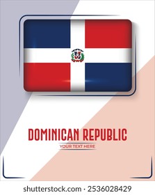 Flag of Dominican Republic Kurdistan isolated on White background with Text. Banner, Poster, vector, template, Mockup, Background, Social Media, Post, 3D.