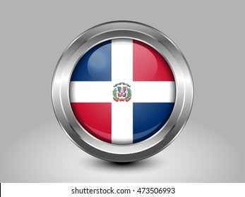 Flag of Dominican Republic. Metal and Glass Round Icon. This is File from the Collection North America Flags
