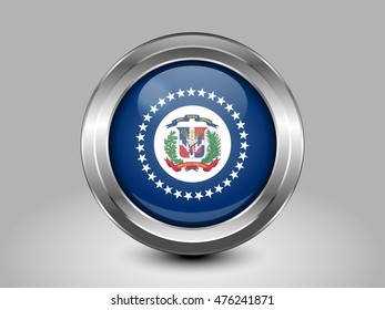Flag of Dominican Republic. Metal and Glass Round Icon. This is File from the Collection North America Flags