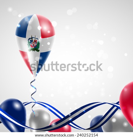 Flag of Dominican Republic on balloon. Celebration and gifts. Ribbon in the colors are twisted. Balloons on the feast of the national day. 