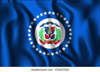 Flag of Dominican Republic. Rectangular Shape Icon with Wavy Effect