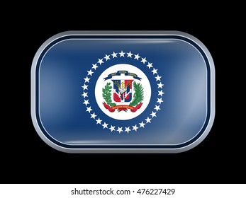 Flag of Dominican Republic. Rectangular Shape with Rounded Corners. This Flag is One of a Series of Glass Flag Icons
