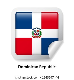 Flag of Dominican Republic. Round glossy sticker