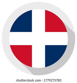 Flag of the Dominican Republic, round shape icon on white background, vector illustration