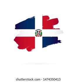 Flag of the Dominican Republic. Vector illustration on a white background. Brush strokes are drawn by hand.