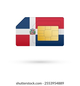 Flag of Dominican Republic. Vector illustration of SIM Card with flag on white background