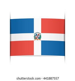 Flag of Dominican Republic. Vector illustration of a stylized flag. The slit in the paper with shadows. Element for infographics.