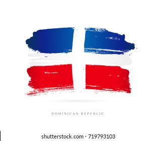 Flag of the Dominican Republic. Vector illustration on white background. Beautiful brush strokes. Abstract concept. Elements for design.