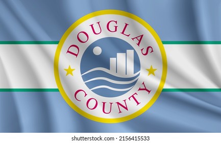 Flag of Douglas County, Minnesota, USA. Realistic waving flag of Douglas County vector background.