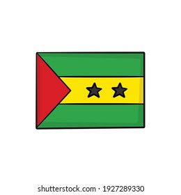 São Tomé and Príncipe flag in drawing style isolated vector. Hand drawn object illustration for your presentation, teaching materials or others.