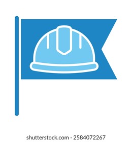 Flag dual tone blue color icon, mini, small illustration. use for modern concept, print, UI, UX kit, web and app development. Vector EPS 10, related to industrial, business, finance, investment.