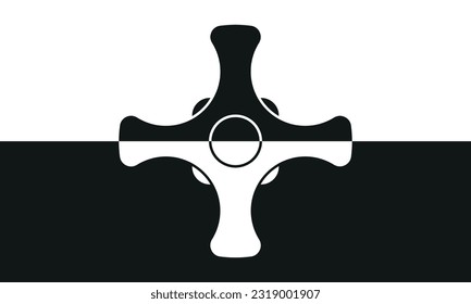 The flag of the Durham ceremonial county of England in black and white colours. Vector illustration 