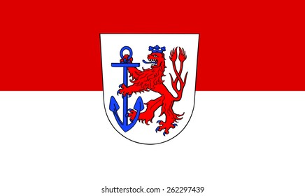 Flag of Dusseldorf, North Rhine-Westphalia state, Germany. Original and simple flag isolated vector in official colors and Proportion,, vector illustration isolated on white background.