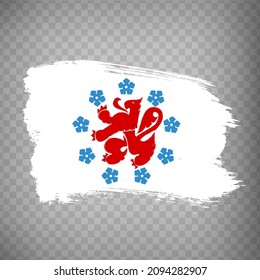 Flag of  East Belgium brush strokes. Flag of East Belgium Region on transparent background for your web site design, app, UI. Kingdom of Belgium. EPS10.