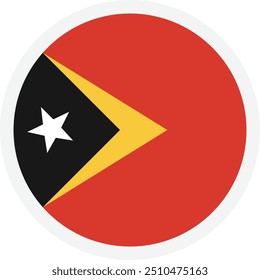 Bandera de Timor Oriental. Icono de círculo sobre fondo transparente. Icono para App móviles, interfaz de usuario y Diseño web
