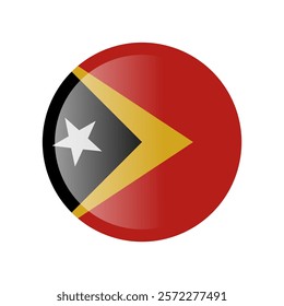 The flag of east timor . Circle icon flag. Button flag icon. Standard color. 3d illustration. glossy circle badge	