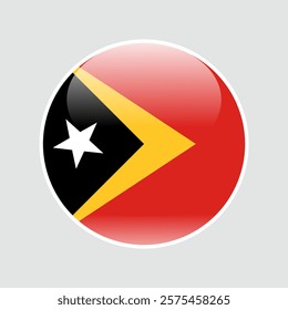 The flag of east timor. Circle icon flag. Button flag icon. glossy circle badge. 3d illustration.	