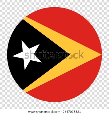 Flag of East Timor. East Timor circle flag logo icon computer vector illustration design. Transparent checkerboard background.