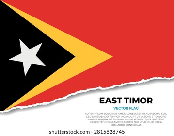 Flag of East Timor. Creative Torn Paper Edge Effect on Transparent Background with jagged irregularities. A three-dimensional appearance with realistic shadows, as it if had been ripped to reveal a white surface beneath