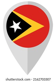 Bandera de Timor Oriental en el signo de geolocalización, colores nacionales. Ilustración del vector