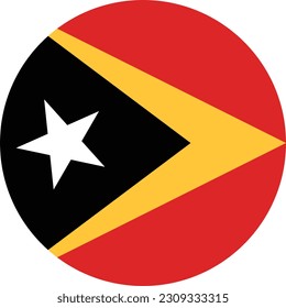 The flag of East Timor. Flag icon. Standard color. Round flag. Computer illustration. Digital illustration. Vector illustration.