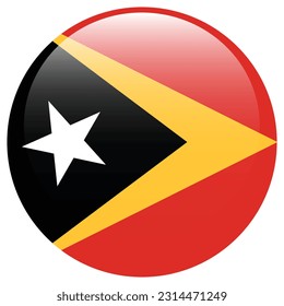 Flag of East Timor. Flag icon. Standard color. A round flag. 3d illustration. Computer illustration. Digital illustration. Vector illustration.