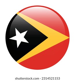 Flag of East Timor. Flag icon. Standard color. A round flag. 3d illustration. Computer illustration. Digital illustration. Vector illustration.