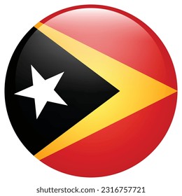 Flag of East Timor. Flag icon. Standard color. The round flag. 3d illustration. Computer illustration. Digital illustration. Vector illustration.