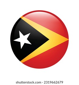 Flag of East Timor. Flag icon. Standard color. The round flag. 3d illustration. Computer illustration. Digital illustration. Vector illustration.