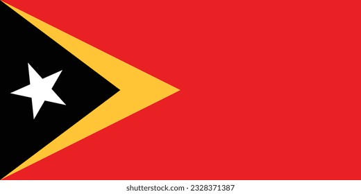 Bandera de Timor Oriental. Icono de marca. Color estándar. Tamaño estándar. Bandera rectangular. Ilustración del equipo. Ilustración digital. Ilustración vectorial.