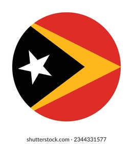 Bandera de Timor Oriental. Icono de marca. Color estándar. Indicador de icono de círculo. Ilustración del equipo. Ilustración digital. Ilustración vectorial.