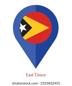 Flag of East Timor, Flag of East Timor Map pointer icon. Vector illustration flag pointer.