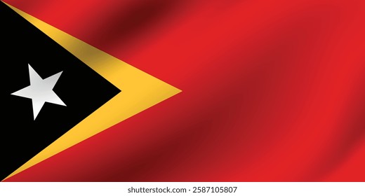 Flag of East Timor. East Timor flag official colors and proportion digital vector illustration. Waving flag.