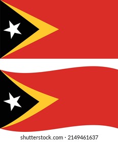 Flagge von Osttimor auf weißem Hintergrund. Flagge Timor-Lestes. Timor-Leste windet. Flachstil.