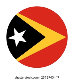 Flag of East Timor round shape, national symbol