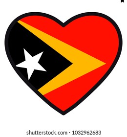 Bandera de Timor Oriental en forma de Corazón con contraste, símbolo de amor por su país, patriotismo, ícono para el Día de la Independencia.
