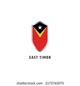 Flag of East Timor with shield shape icon flat vector illustration