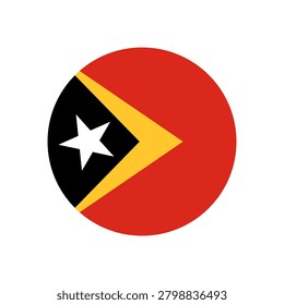 Flag of East Timor or Timor-Leste round icon. East Timorese flag circle